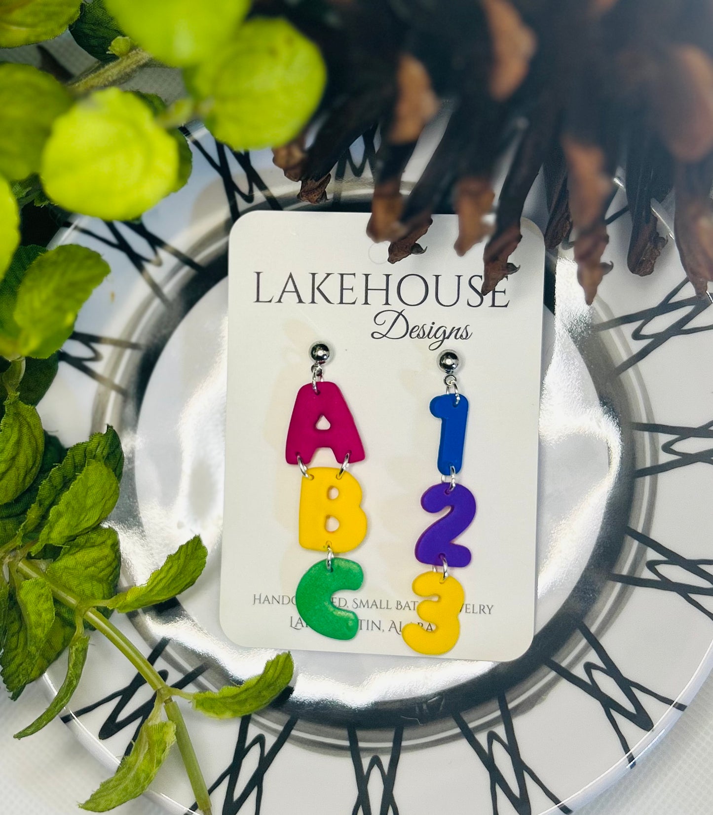 ABC-123 Polymer Clay Earrings