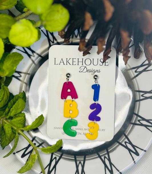 ABC-123 Polymer Clay Earrings