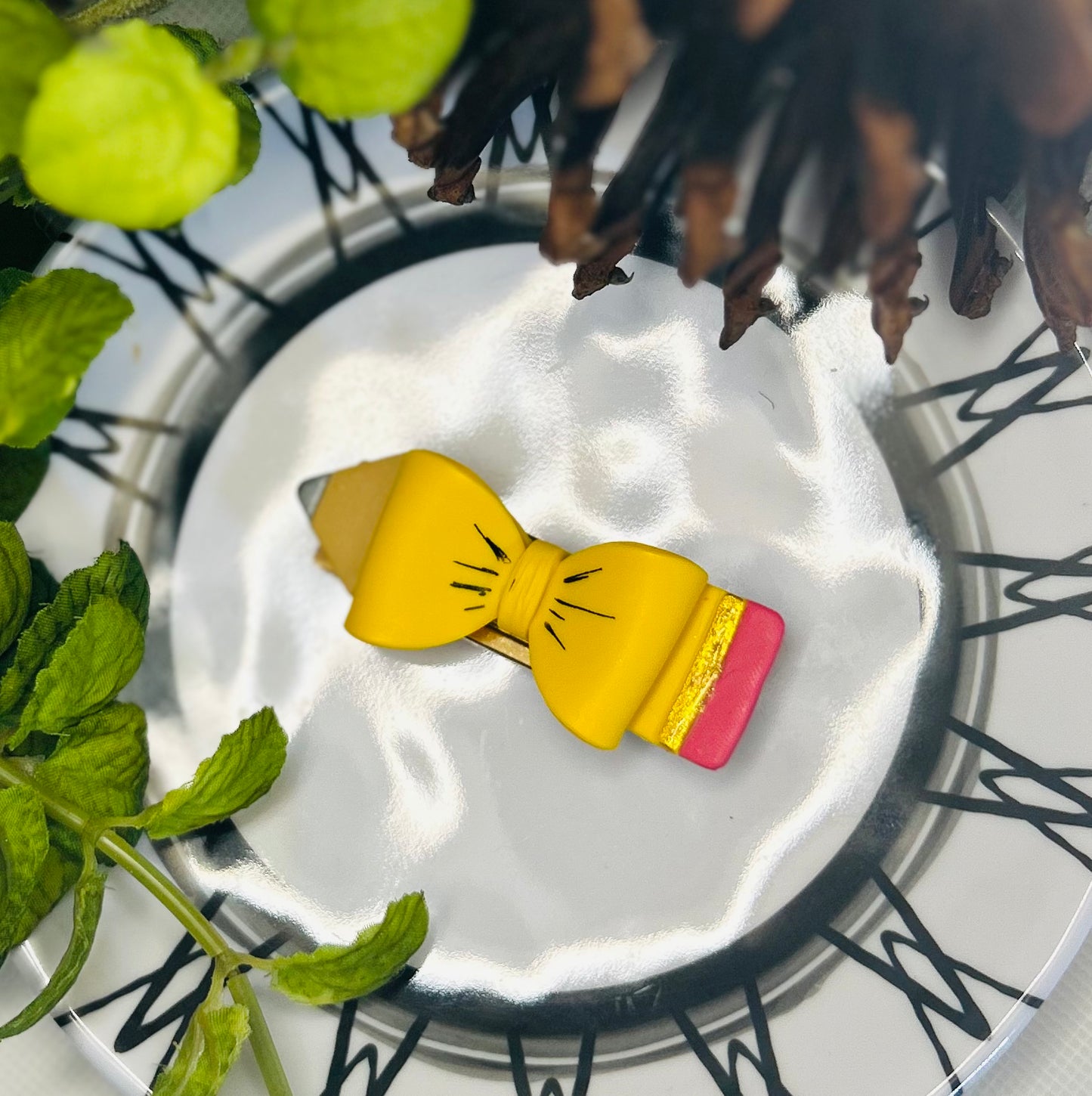 Handmade “pencil” hair bow