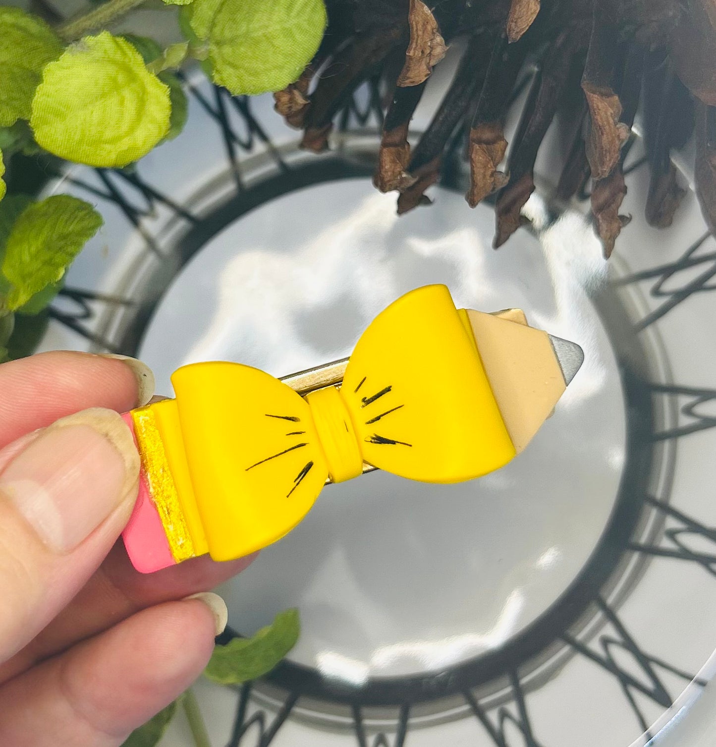 Handmade “pencil” hair bow