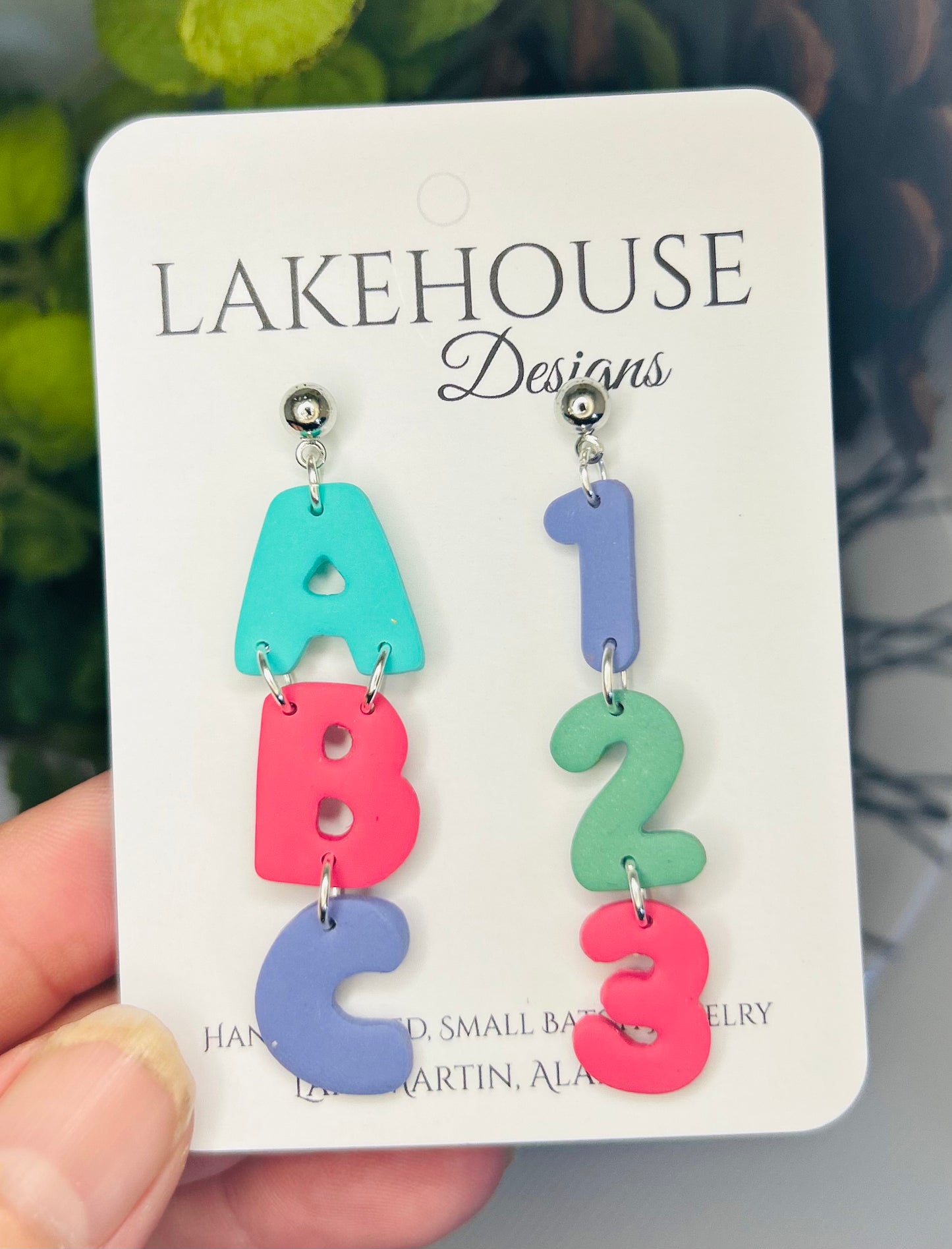 ABC-123 Polymer Clay Earrings