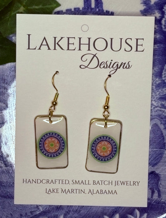 1 Dot, Mahjong Tile Dangle Earrings