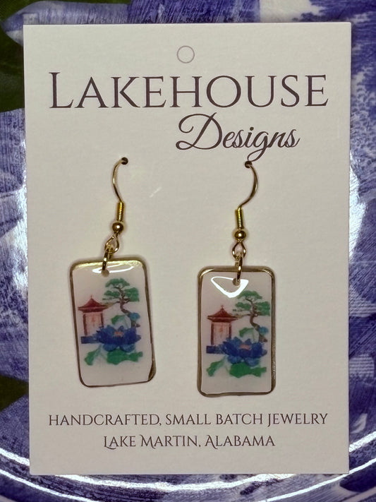 Tea House, Mahjong Tile Dangle Earrings